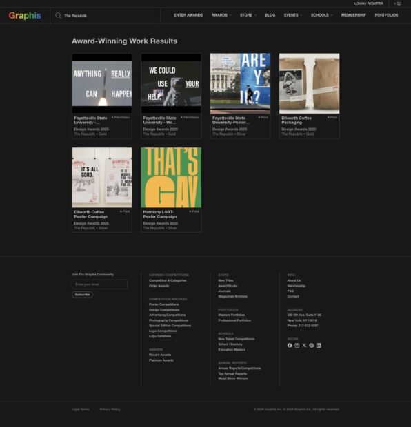 Republik won 6 awards in the 2025 Graphis Design Awards